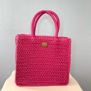 C&C California Hot Pink Woven Shoulder Bag